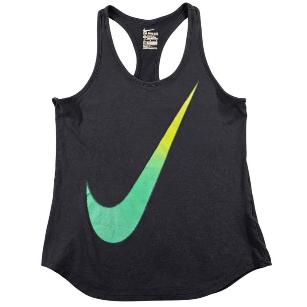 Nike Dri-FIT Athleisure Racerback Tank Black Womens M Graphic Swoosh